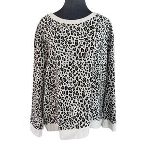 Talbots 3X Casual Streetwear Leopard Print 100% Cotton French‎ Terry Sweatshirt